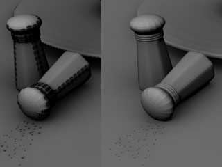 Comparison of point-based occlusion with and without bias parameter